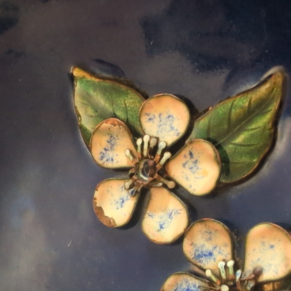 Vintage Copper & Enamel Floral Trinket Tray - Picture 5 of 5
